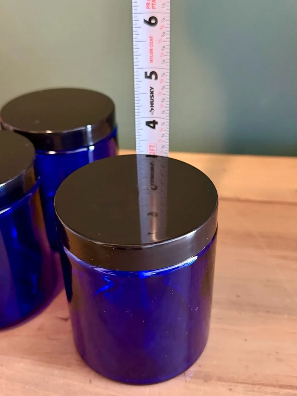 Cobalt Blue Glass Jars Set of 3 w/ Lids Midnight Decor Storage